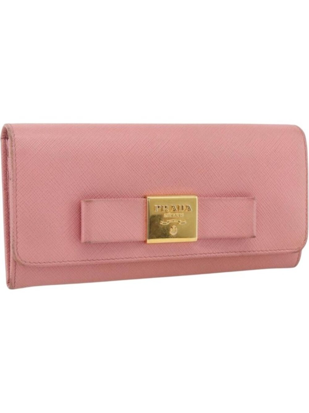 PRADA Long Wallet Safiano leather Pink Gold